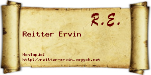 Reitter Ervin névjegykártya
